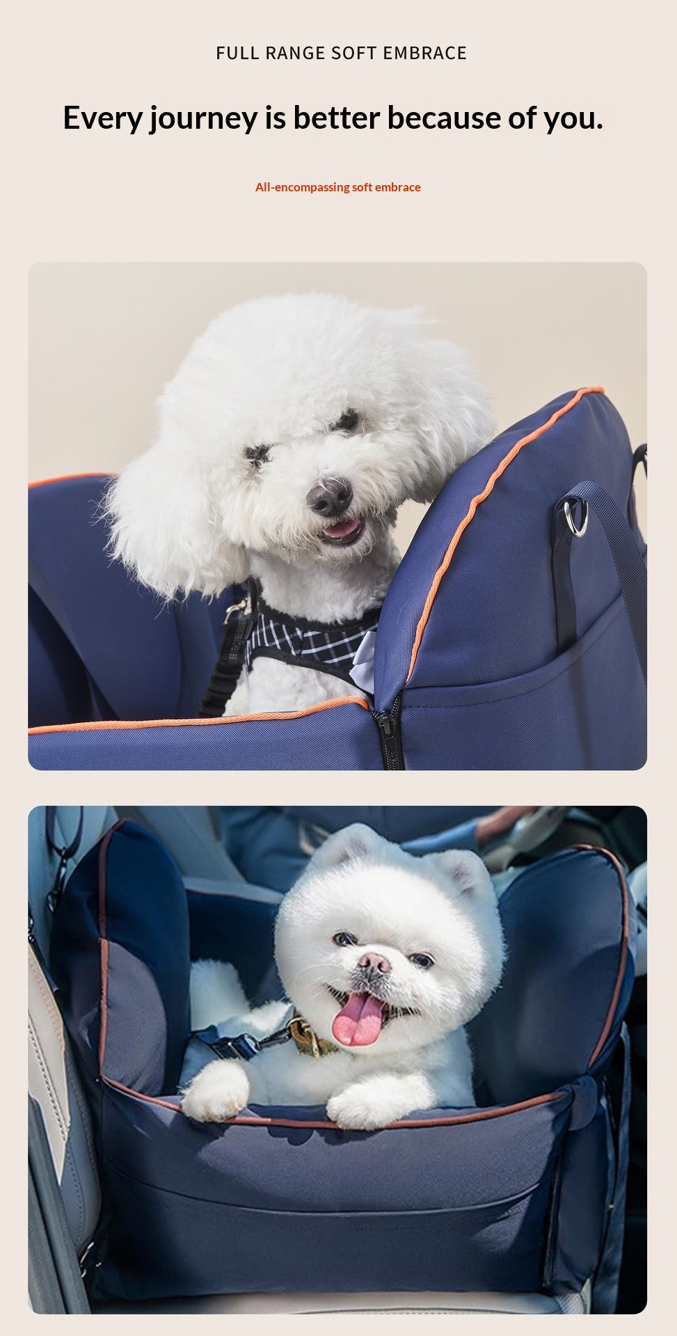 Multi-functional Portable Car Console Pet Carrier, Large-Capacity Dog Travel Bag