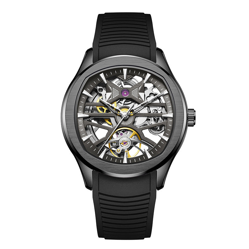 Mens Watch With A Transparent Mechanical Skeleton Dial