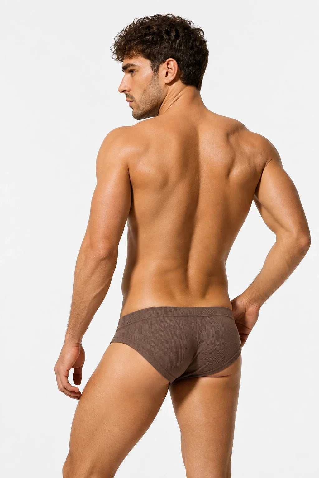 Men's Ribbed Briefs - Breathable  Solid Color Underwear