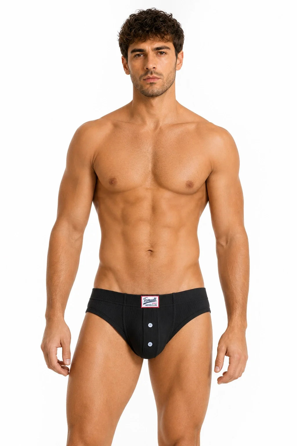 Men's Ribbed Briefs - Breathable  Solid Color Underwear