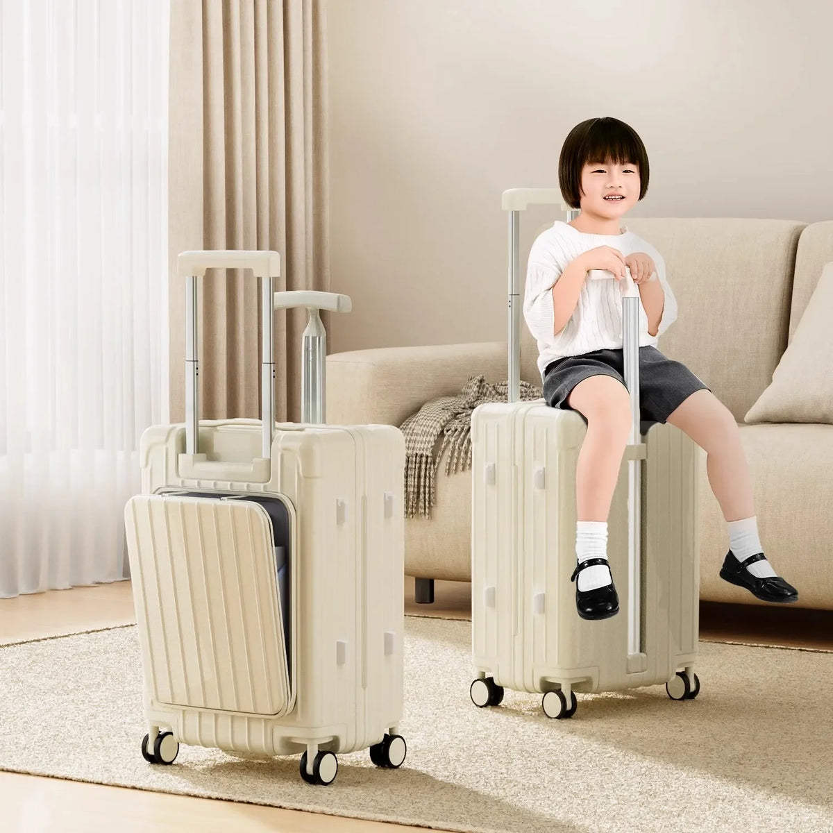 24-28 inch Double Trolley Children's Luggage Ride on Suitcase 20 Inch Cabin Luggage Rear Opening Laptop Bag Suitcase