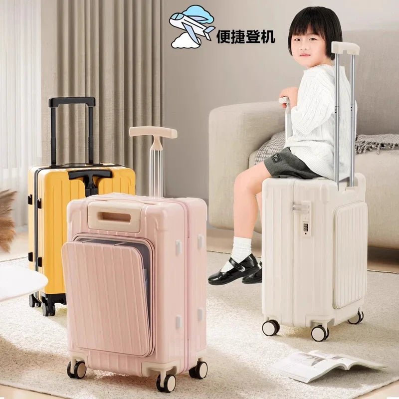 24-28 inch Double Trolley Children's Luggage Ride on Suitcase 20 Inch Cabin Luggage Rear Opening Laptop Bag Suitcase