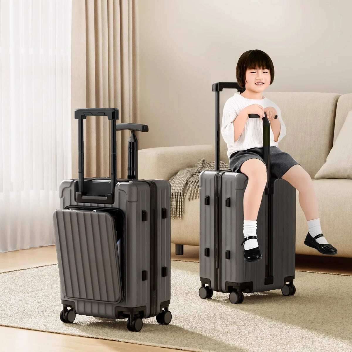 24-28 inch Double Trolley Children's Luggage Ride on Suitcase 20 Inch Cabin Luggage Rear Opening Laptop Bag Suitcase