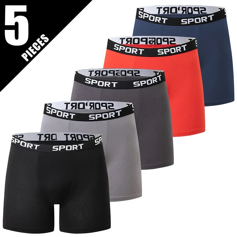 5-piece Set Of Solid Color Fashionable Simple Sports Long Underwear Comfortable Plus Size Flat Corner Pants Cycling Base Shorts
