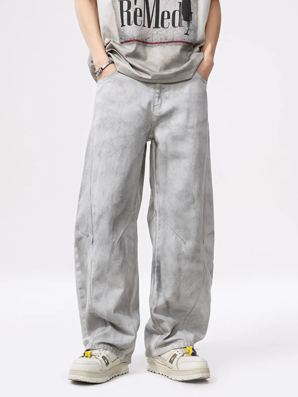 Men's Vintage Wash Wide Leg Jeans