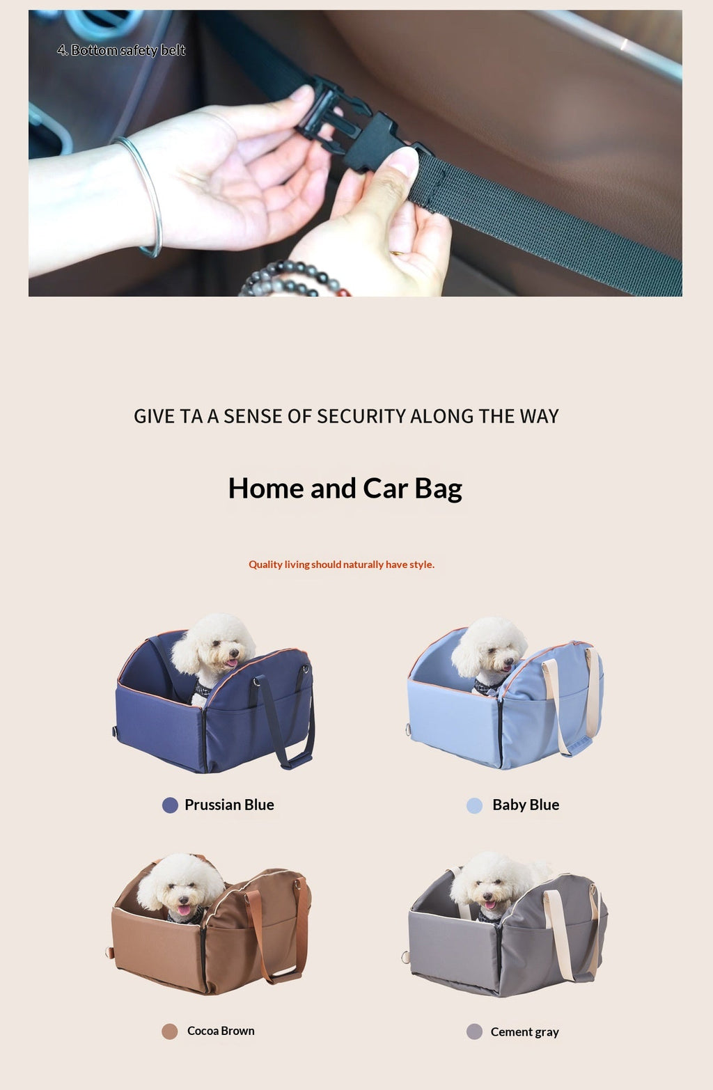 Multi-functional Portable Car Console Pet Carrier, Large-Capacity Dog Travel Bag